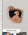 Terracotta fragment of a kylix (drinking cup), Terracotta, Greek, Attic