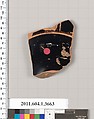 Terracotta fragment of a kylix (drinking cup), Terracotta, Greek, Attic