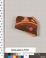 Terracotta fragment of a kylix (drinking cup), Terracotta, Greek, Attic