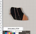 Terracotta fragment of a kylix (drinking cup), Terracotta, Greek, Attic