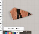 Terracotta fragment of a kylix (drinking cup), Terracotta, Greek, Attic