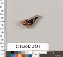 Terracotta fragment of a kylix (drinking cup), Terracotta, Greek, Attic
