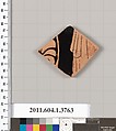 Terracotta fragment of a kylix (drinking cup), Terracotta, Greek, Attic