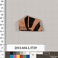 Terracotta fragment of a kylix (drinking cup), Terracotta, Greek, Attic