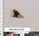 Terracotta fragment of a kylix (drinking cup), Terracotta, Greek, Attic