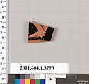 Terracotta fragment of a kylix (drinking cup), Terracotta, Greek, Attic