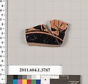 Terracotta fragment of a kylix (drinking cup), Terracotta, Greek, Attic