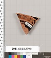 Terracotta fragment of a kylix (drinking cup), Terracotta, Greek, Attic