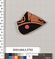 Terracotta fragment of a kylix (drinking cup), Terracotta, Greek, Attic