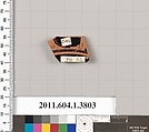 Terracotta fragment of a kylix (drinking cup), Terracotta, Greek, Attic