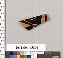 Terracotta fragment of a kylix (drinking cup), Terracotta, Greek, Attic