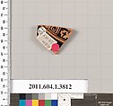 Terracotta fragment of a kylix (drinking cup), Terracotta, Greek, Attic