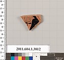 Terracotta fragment of a kylix (drinking cup), Terracotta, Greek, Attic