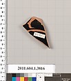 Terracotta fragment of a kylix (drinking cup), Terracotta, Greek, Attic
