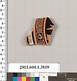 Terracotta fragment of a kylix (drinking cup), Terracotta, Greek, Attic