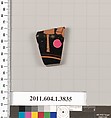 Terracotta fragment of a kylix (drinking cup), Terracotta, Greek, Attic