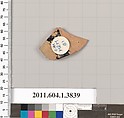 Terracotta fragment of a kylix (drinking cup), Terracotta, Greek, Attic