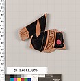 Terracotta fragment of a kylix (drinking cup), Terracotta, Greek, Attic