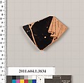Terracotta fragment of a kylix (drinking cup), Terracotta, Greek, Attic