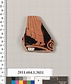 Terracotta fragment of a kylix (drinking cup), Terracotta, Greek, Attic