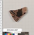 Terracotta fragment of a kylix (drinking cup), Terracotta, Greek, Attic
