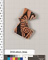 Terracotta fragment of a kylix (drinking cup), Terracotta, Greek, Attic