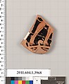 Terracotta fragment of a kylix (drinking cup), Terracotta, Greek, Attic