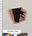 Terracotta fragment of a kylix (drinking cup), Terracotta, Greek, Attic