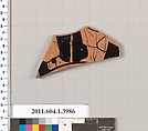 Terracotta fragment of a kylix (drinking cup), Terracotta, Greek, Attic