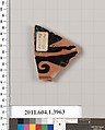 Terracotta fragment of a kylix (drinking cup), Terracotta, Greek, Attic