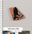 Terracotta fragment of a kylix (drinking cup), Terracotta, Greek, Attic