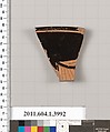 Terracotta rim fragment of a kylix (drinking cup), Terracotta, Greek, Attic