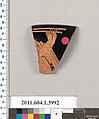 Terracotta rim fragment of a kylix (drinking cup), Terracotta, Greek, Attic