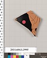 Terracotta fragment of a kylix (drinking cup), Terracotta, Greek, Attic