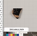 Terracotta fragment of a kylix (drinking cup), Terracotta, Greek, Attic