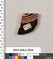Terracotta fragment of a kylix (drinking cup), Terracotta, Greek, Attic