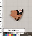 Terracotta fragment of a kylix (drinking cup), Terracotta, Greek, Attic
