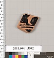 Terracotta fragment of a kylix (drinking cup), Terracotta, Greek, Attic