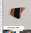 Terracotta fragment of a kylix (drinking cup), Terracotta, Greek, Attic