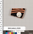Terracotta fragment of a kylix (drinking cup), Terracotta, Greek, Attic
