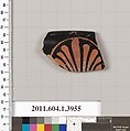 Terracotta rim fragment of a kylix (drinking cup), Terracotta, Greek, Attic