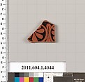 Terracotta fragment of a kylix (drinking cup), Terracotta, Greek, Attic