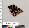 Terracotta fragment of a kylix (drinking cup), Terracotta, Greek, Attic