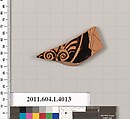Terracotta fragment of a kylix (drinking cup), Terracotta, Greek, Attic