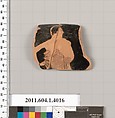 Terracotta fragment of a kylix (drinking cup), Terracotta, Greek, Attic