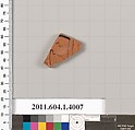 Terracotta fragment of a kylix (drinking cup), Terracotta, Greek, Attic