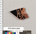 Terracotta fragment of a kylix (drinking cup), Terracotta, Greek, Attic