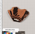 Terracotta fragment of a kylix (drinking cup), Terracotta, Greek, Attic