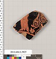 Terracotta fragment of a kylix (drinking cup), Terracotta, Greek, Attic