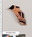 Terracotta fragment of a kylix (drinking cup), Terracotta, Greek, Attic